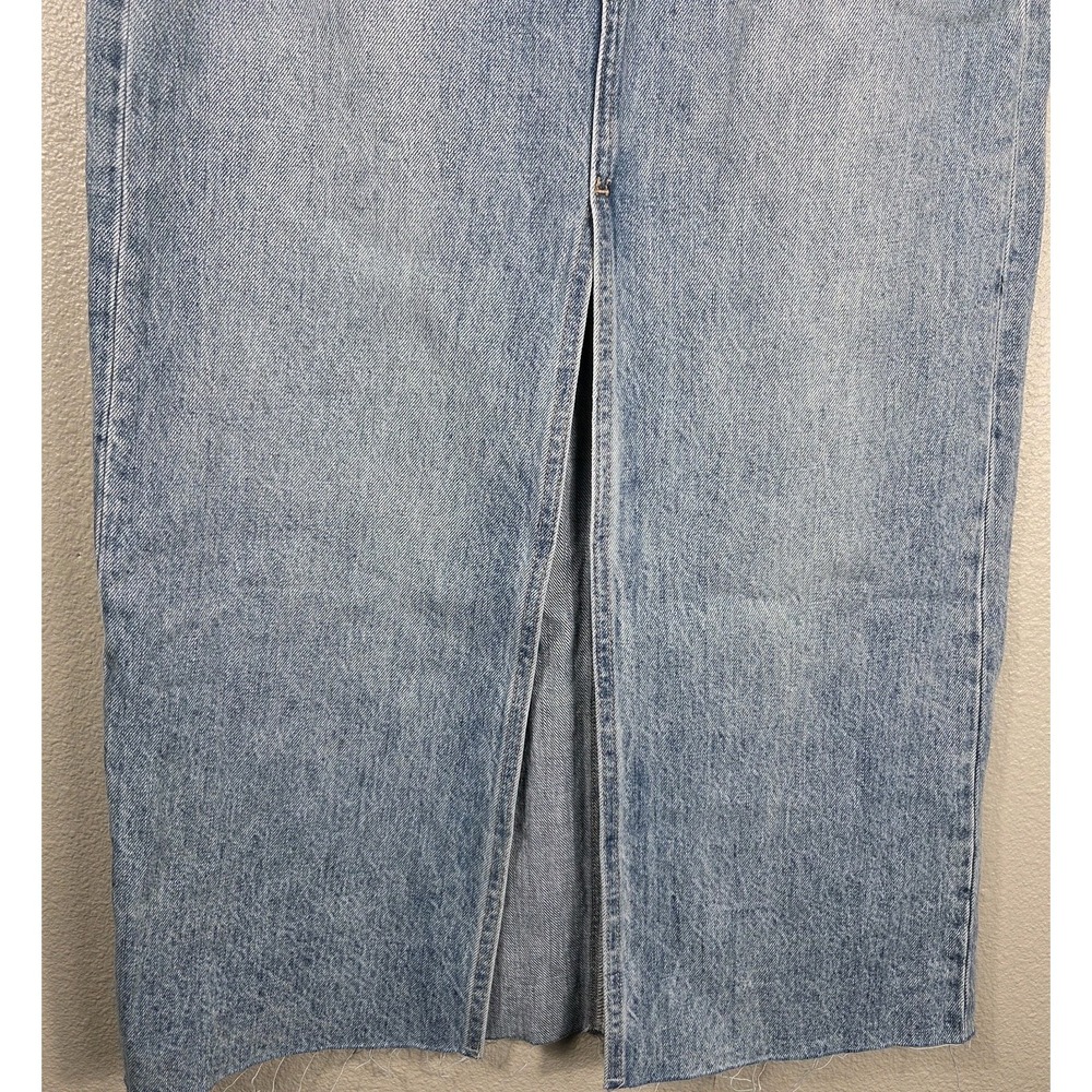 Pistola‎ Alice Denim Midi Skirt Women Size 25 Light High Rise Front Slit Raw Hem - Picture 5 of 10